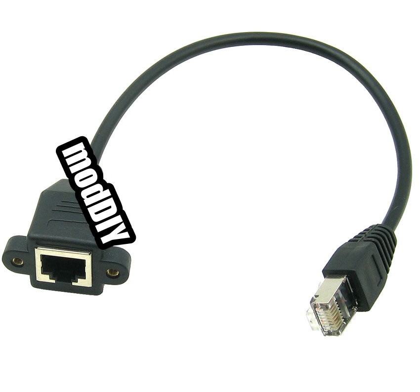 RJ45 Ethernet Extension Cable with Panel Mounts Black RJ45 Ethernet Extension Cable with Panel Mounts Black
