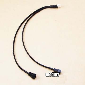 4-Pin Floppy Power Male to Dual 3-Pin Fan Cable (Sleeved)