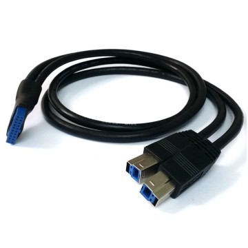 USB 3.0 19-Pin Female to Dual USB Type-B Male Adapter Cable (50cm)