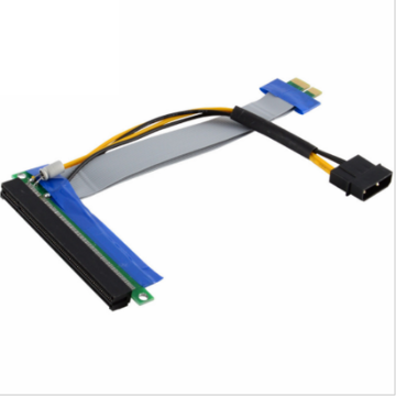 PCI-Express PCI-E 1X to 16X Riser Ribbon Extender Cable w/Molex + Solid Capacitor (30cm)