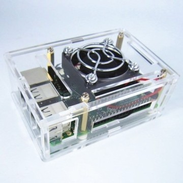 Raspberry Pi - Model B+ Enclosure Case Box with Cooling Fan (Transparent)