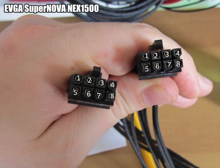 EVGA SuperNOVA NEX1500 PSU CPU/EPS Modular Cable 8pin to 8pin Pinout
