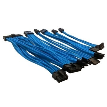 Premium Single Sleeved Modular Cables Set UV Blue for Corsair