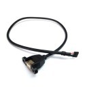 USB 2.0 2.0mm Mini 5-Pin to Type-A Extension Panel Mount Cable (Black)