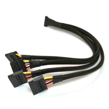 SATA Power 5-Pin 1 to 4xSATA Y Split Sleeved Splitter Cable (30cm)
