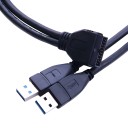 USB 3.0 20 Pin to Dual USB 3.0 External Male 60cm