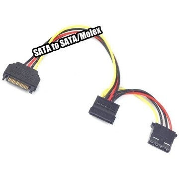 SATA Power to SATA and Molex Power Cable Splitter