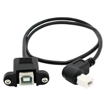 USB 2.0 Type B Extension Cable with Panel Mounts Black