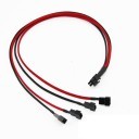 Seasonic Modular Power Supply PSU Single Sleeved 6-Pin to 4 x Fan Cables (Black/Red)