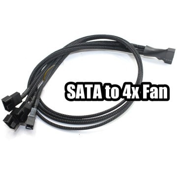 SATA 15-pin to 4x PWM 4-Pin or 3-Pin Sleeved Cable Adapter (30cm)