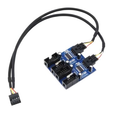 9Pin USB 2.0 Header Male to 4 Female Extension Adapter Port Multiplier