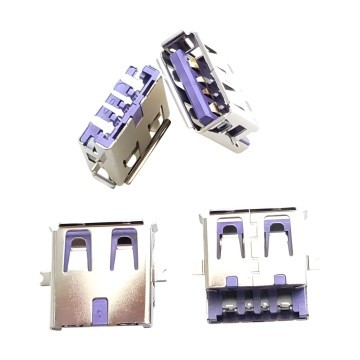 USB Sleep and Charge 5A Female Connector AF for PCB Mount Purple