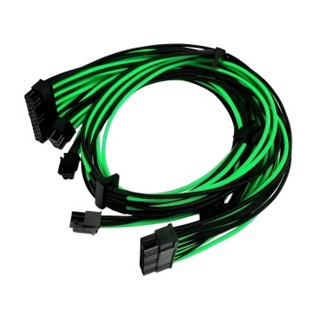 Premium Single Sleeved Modular Cable Set Black Green for Rosewill Quark