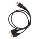 USB 2.0 Type A Female to 2 x Female Y Split Cable Black