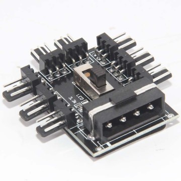 8-Way 3-Pin 4-Pin Micro Fan PWM Speed Controller Hub (Molex Powered)