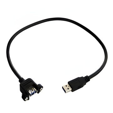 USB 3.0 Type A Extension Cable with Panel Mounts Black