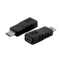 Mini USB Min B Female to USB 3.1 Type C Male Adapter Black