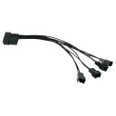 Single Braid Molex 4 Pin to 4 x 3 Pin Fan Cable 15cm Black