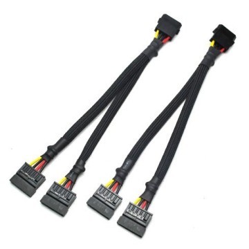4-Pin Molex to Dual SATA Y Splitter Cable (Custom Length)