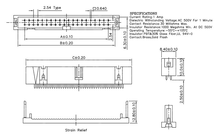 2.54mm Pitch FC 10P Double Row ISP IDC Male Socket Header Connector