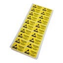 Caution Static Sensitive Devices Yellow Sticker