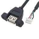 USB 2.0 PH 4 Pin Header to Type A Extension Cable with Panel Mount