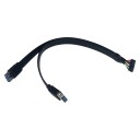 Mini USB 3.0 20 Pin to Dual Type A Female Extension Cable Flat Wire