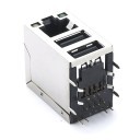 RJ45 Dual USB Connector with RJ45 Plug Socket Combo USB Jack Adapter, PCB Panel Mount-or Wall-type