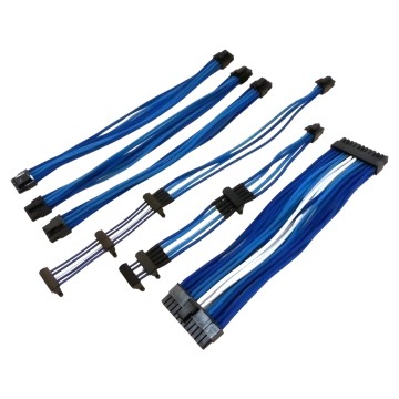 Single Sleeved Modular Cables Set Blue UV Blue White for Silverstone