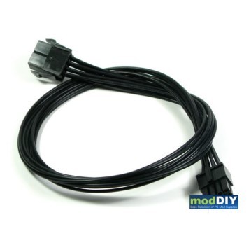 Single Braid 8 Pin EPS Extension Cable - 8 Pin to 4+4 Pin (50cm) - Black