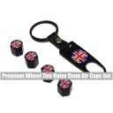 Premium Wheel Tire Valve Stem Air Metal Caps Set (UK Flag)