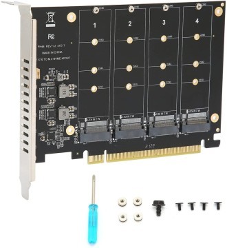 Quad M.2 NVMe SSD to PCIE x16 Adapter Soft RAID Array Card with LED MODDIY