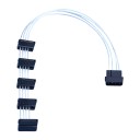 Premium Silver Wire SATA Power Cable 40cm 1 x Molex to 5 x SATA