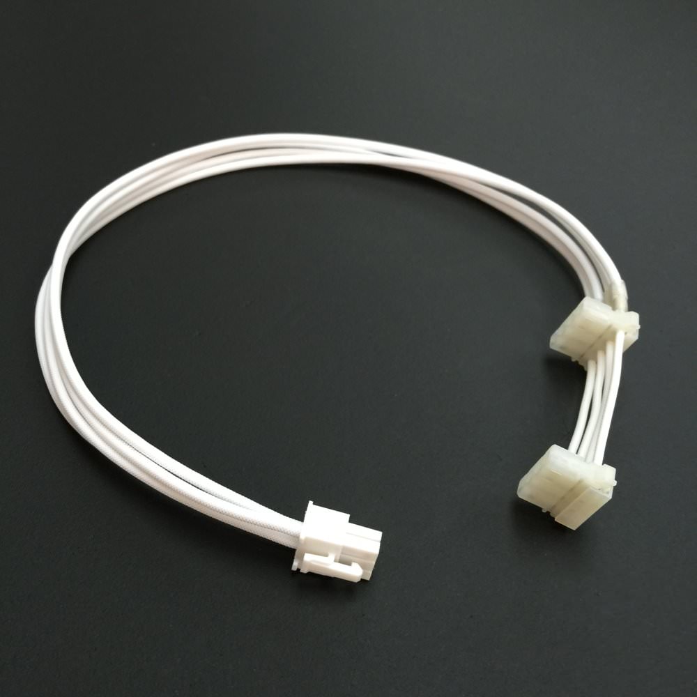Premium 6 Pin to 2 x 4 Pin Molex Single Sleeved PSU Modular Cable - MODDIY