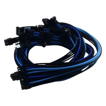 Premium Tailor Made Modular Cables Set Black Blue Light Blue for Seasonic