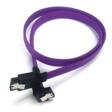 Premium High Speed SATA Sleeved Cable with Latch UV Purple