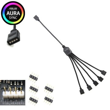 Computer Lighting 12V 4 Pin RGB Splitter Cable 1 to 5 Way Split 30cm