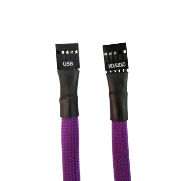USB HD Audio 10 Pin Internal Header Sleeved Extension Cable Purple