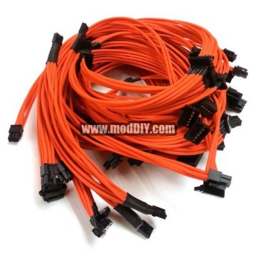 SilverStone Strider ST1500 Premium Single Braid Modular Cables Complete Set (Orange)