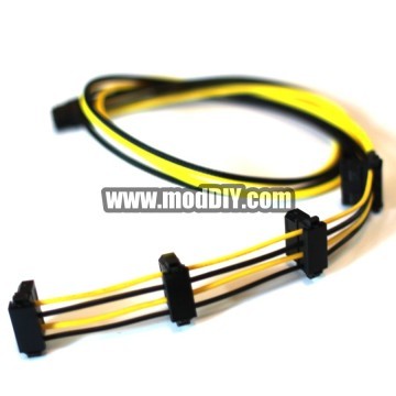 Premium Single Braid Modular Power Supply Molex IDE/ATA x 4 Cable (Black/Yellow)