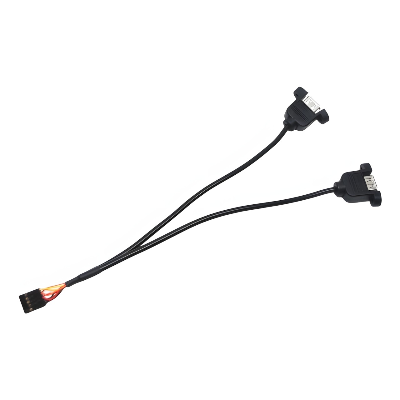 USB 9 Pin to Dual USB Type A with Panel Mounts Black - MODDIY