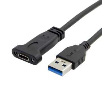 USB 3.1 Type A Male to USB 3.1 Type C Female Panel Mount Cable