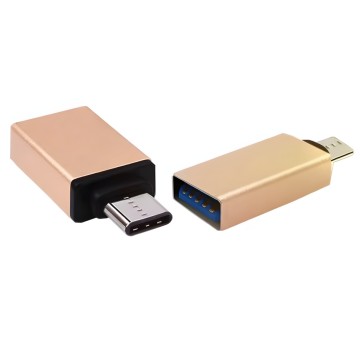 USB 3.1 Type A Female to USB 3.1 Type C Male OTG Metal Adapter Gold