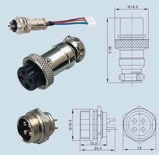 Aviation Plug GX16 3-Pin/4-Pin/5-Pin/6-Pin Male & Female Wire Panel
