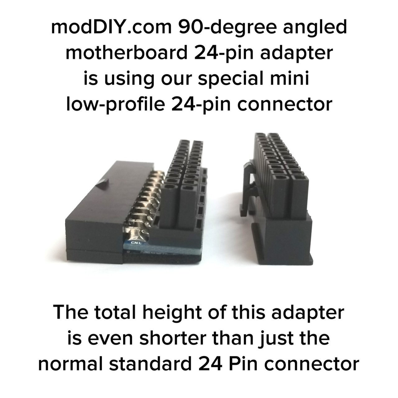 90 Degree Angled Motherboard 24 Pin ATX Mini Adapter Connector Black