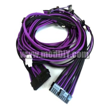 OCZ ZX Series Single Sleeved Power Supply Modular Complete Cables Set (Black/Purple)