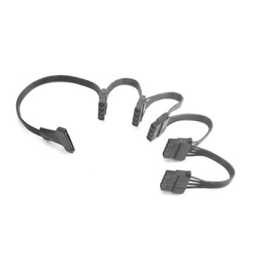 Premium Ribbon Wire 5-Pin SATA to 5x 4-Pin Molex Adapter Cable (Black)