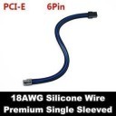Premium Silicone Wire Single Sleeved 6 Pin PCI-E Extension Cable (Black/Blue)