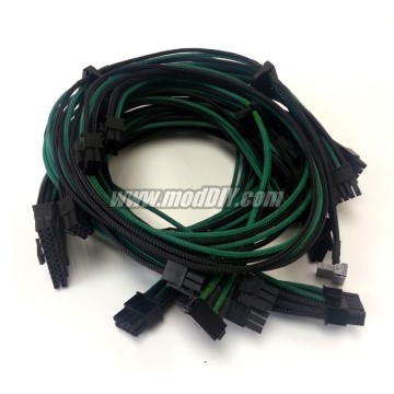 Tailor-made Premium Single Sleeved Power Supply Modular Cables Set (Black/Green)
