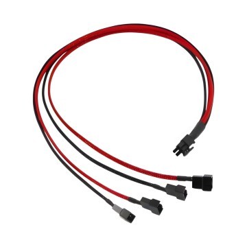 PSU 6 Pin Modular to 4 x Fan Cables Black Sleeved 10cm